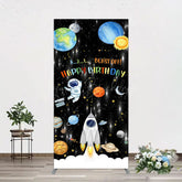 Lofaris Astronaut Galaxy Birthday Bash Off Rectangle Backdrop